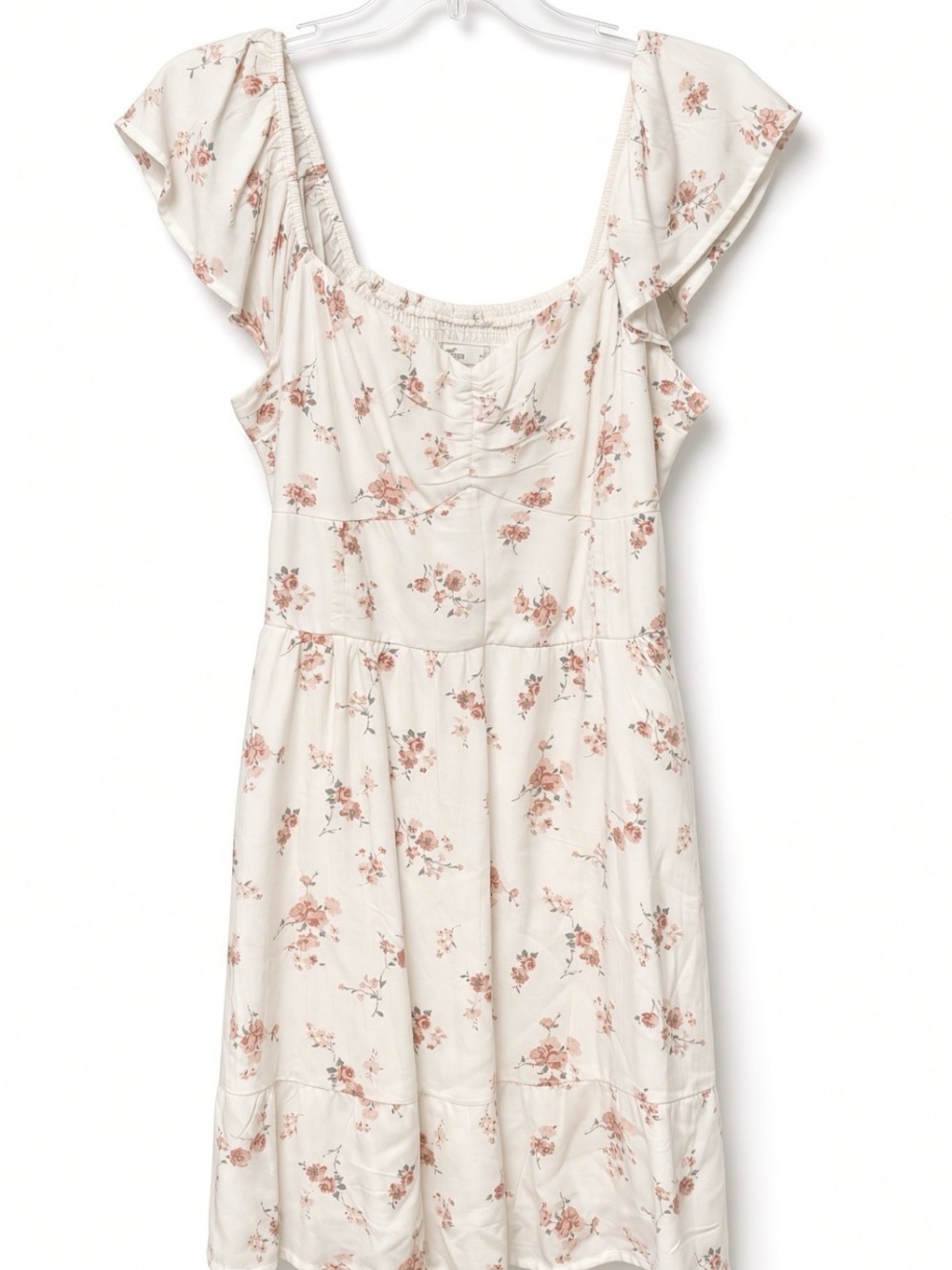 Hollister Pink Floral Flutter Sleeve Sundress L Built-In Shorts